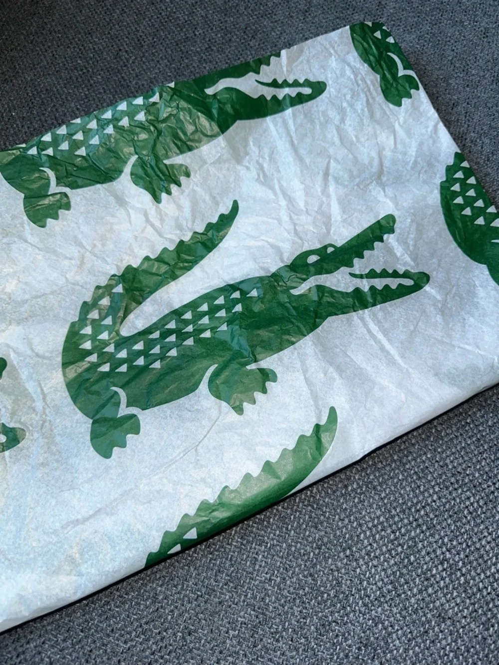 Lacoste Green Alligator Print Tissue Wrap